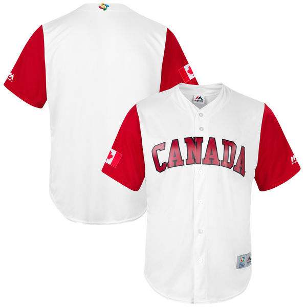 customized Men Canada Baseball Majestic White 2017 World Baseball Classic Replica Team Jersey->more jerseys->MLB Jersey